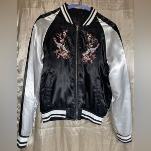 Streetwear Society Black and White Embroidered Bomber Jacket
